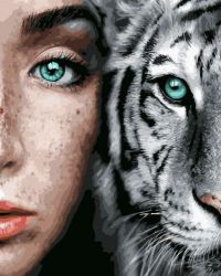 Иллюстрация Картина по номерам 40х50 см/ Девушка и белый тигр GX 31989