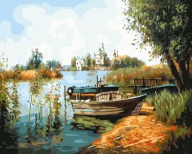 Иллюстрация Картина по номерам 40х50 см/ Лодки у воды GX 31177