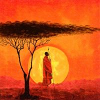 Иллюстрация Африканский закат - салфетка для декупажа, 33х33 см, 1 шт