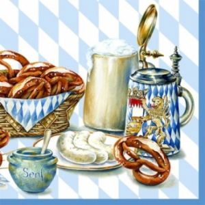 Иллюстрация Салфетка/ Баварский хлеб на голубом - IHR для декупажа, 33х33 см, 1 шт