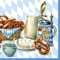 Салфетка/ Баварский хлеб на голубом - IHR для декупажа, 33х33 см, 1 шт