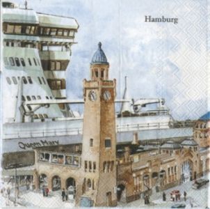 Иллюстрация Город Гамбург - салфетка 33х33 см для декупажа