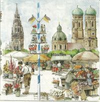 Иллюстрация Город Мюнхен -  салфетка для декупажа 33х33 см