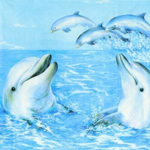 Иллюстрация Дельфины - салфетка 33х33 см