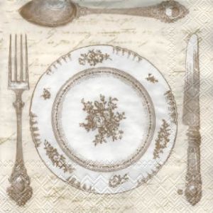 Иллюстрация Званый ужин в кремовом - салфетка 33х33 см для декупажа