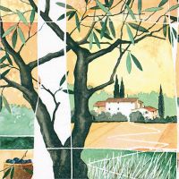 Иллюстрация Тосканский пейзаж - салфетка 33х33 см