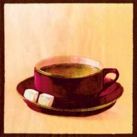 Иллюстрация Чашка кофе в красном - салфетка 33х33 см для декупажа