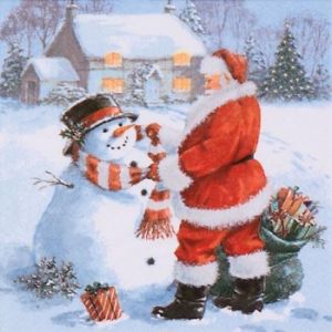 Иллюстрация Шарф для снеговика- салфетка 33х33 см для декупажа