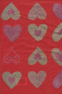 Иллюстрация Сердечки на красном - Бумага DECOPATCH 30х40 см