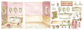 Иллюстрация Ванная комната - карта рисовая, 25х70 см