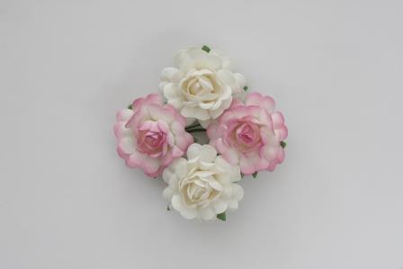Иллюстрация SCB291816 Цветы кудрявой розы 4 шт/ Розовые и белые