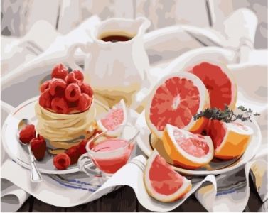 Иллюстрация Картина по номерам 40х50 см/ Кофе и фрукты GХ 30655