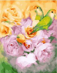 Иллюстрация Картина по номерам 40х50 см/ Птички на цветах