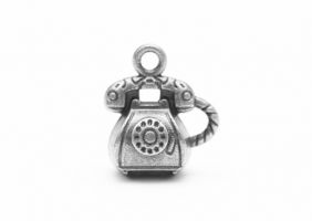 РЕТРО ТЕЛЕФОН телефон - подвеска 12х15 мм, серебро антик