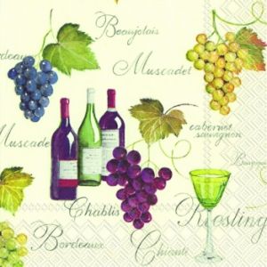 Иллюстрация Вино и виноград - салфетка 33х33 см для декупажа