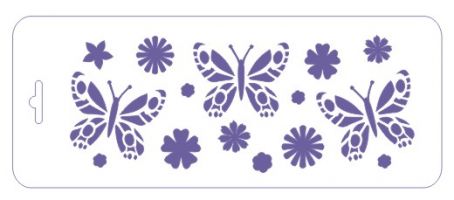 Иллюстрация Трафарет Vintaj Design ТЦБ-28/ Бабочки-цветочки, 10х25 см