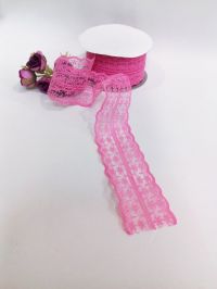 Иллюстрация Кружево ажурное 45 мм/ Розовое яркое, 1 метр, полиэстер 100%
