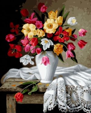 Иллюстрация Картина по номерам 40х50 см/ Тюльпаны в вазе OK 10074