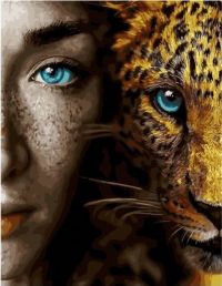 Иллюстрация Картина по номерам 40х50 см/ Девушка и леопард GX 28049 Эксклюзив!!!
